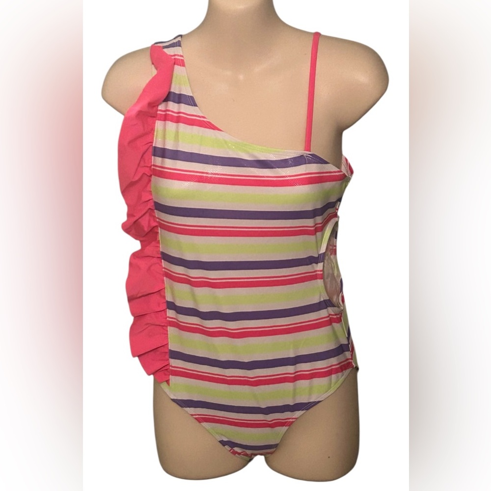 Jantzen Girls' Swimsuit with Pink and Purple Stripes